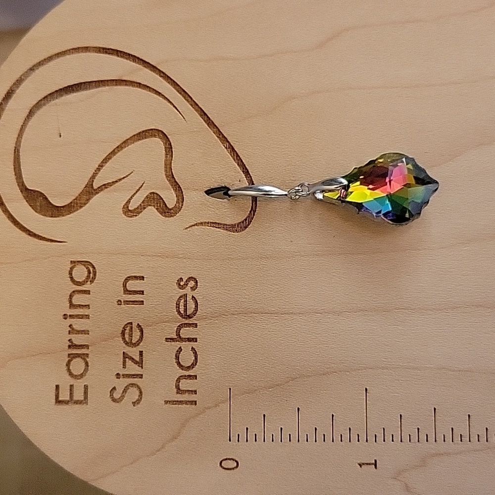 Rainbow Glass Faceted Drop Earrings, S925 - Picture 3 of 7